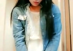 First-Timer Teenager Japanese She-Male Blows A Load In Glass