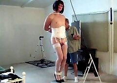Crossdresser bondage, boy sado maso, spank