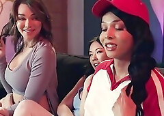 Asian Lulu Chu fucks and fists with TS Emma Rose and Valeria Atreides