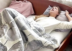 Youthful mommy masturbates and cums on camera