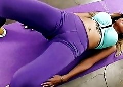 BIG ROUND ASS and BIG TITS Working Out in Tight Lycra Pants