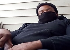 Balcony Jerk and Cum Session