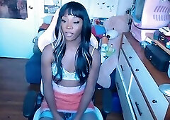 Sexy Black Trans Girl Vanniall Goons in Lingerie for a Facial Cumshot from her Big Girldick
