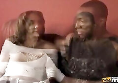 Nasty chick surprises her boyfriend on his birthday and brings a stud to screw his anus