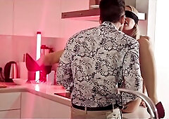 Blindfolded Angie Lynx Gets Drilled Hard in the Kitchen