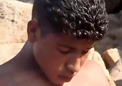 Tunisian twink wanks his BIG Arab dick near the beach 2