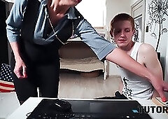 Older redhead isn't private teacher for man but just a slut