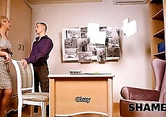 Raunchy private detective fucks cheating mature on the table