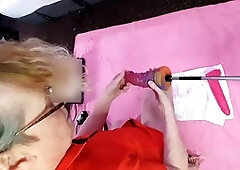 Fucking machine, ejaculation, dildo machine