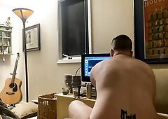 FtM rubs love button and rides pillow during the time that watching porn