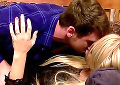 Passionate sex between a dude and a hot blonde shemale