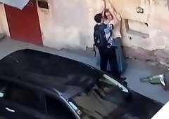 Street voyeur shoots a cute babe getting nailed doggystyle