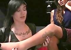 Gorgeous T-Mistress and strap-on inked girl have mutual fuck session