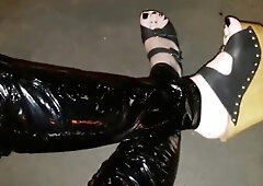 beautiful soles, platform tucks and spandex stretch pants