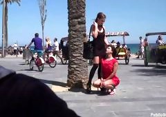 Humiliated And Punished By Cruel Mistress In Public