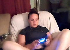 Slutty secretary gets off of work and lifts up mini dress to show off panties and smokes cigarettes