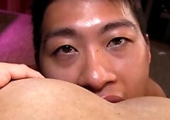 GDude-JP: Muscled police chick fantasy getting facial