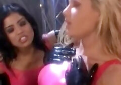 Gorgeous blonde who wants to use a dildo on her subslut is fond of licking and slowly fingering this busty babe!