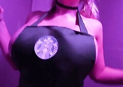 Blond bimbo starbucks employee gets banged and sucks dong on her lunch break at work