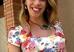 Gorgeous blonde tgirl blowjob and analed