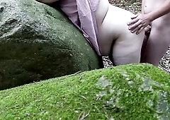 When we were screwing in the woods, a car came and got out. We got caught