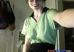 Hot nerdy girl strips