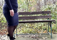 Mother-in-law's pants are totally moist in my cum