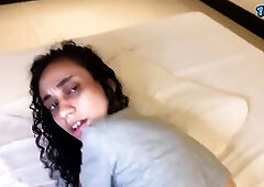 Large booty sexy latin chick brunette hair anal