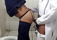 Doctor Pounds Nurse Ass in Hospital Bathroom