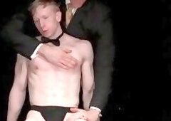 Threesome sex with good looking slave boy Jesse