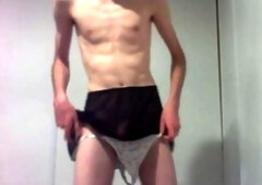 Adorable femboy Nymfoxie tries on gay sex toys