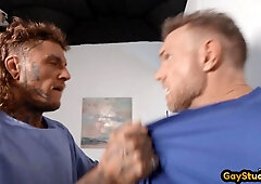 Ripped Inked Jock Raw Pounded by His Man