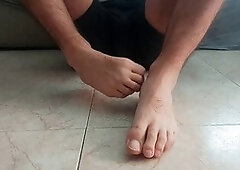 Steamy milky guy giving a foot massage for foot fetish fans