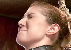 Slaves tied back to back at party