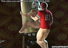 Ebony football player taking a white cock in his tight ass - 3D Cartoon
