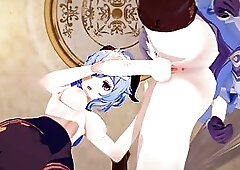 Ganyu gets fucked and creampied by Futanari Keqing (Genshin Impact)