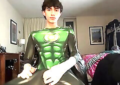 green lantern is a twink who strokes his cock for your pleasure