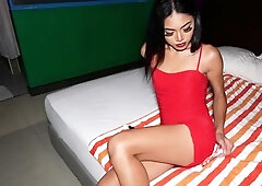 Slender Asian tranny bareback anal sex
