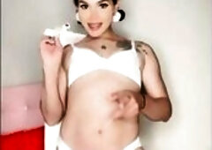 teen trans Lalin girl hotty dances in white underware