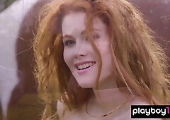 Redhead Latvian diva reveals her breast