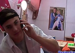 Straight pledgers cocksucking on campus dorm