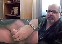 Amateur grandpa bear having a solo wank session