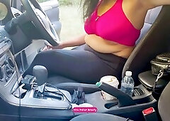 Big boobs press, while driving, indian bhabhi