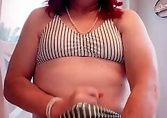 Pantyluvn sissy jerking in her bikini