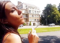 Smoking And Walking In Black Open High Heels With Julie Skyhigh And Sky High