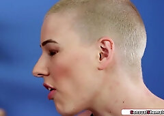 Blonde girl is licked and fucked by busty trans Aubrey Kate