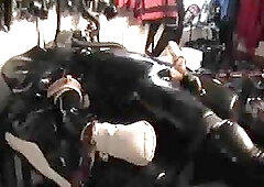 Guy In Latex Cumming After Sex Toy Action