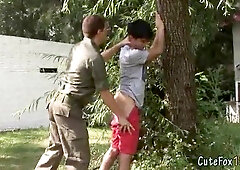 Youngster Fox gets searched by a patrolman