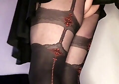 Amateur Sissy playing her large toys