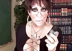 Shemale teacher pulls her cock out to masturbate and cum